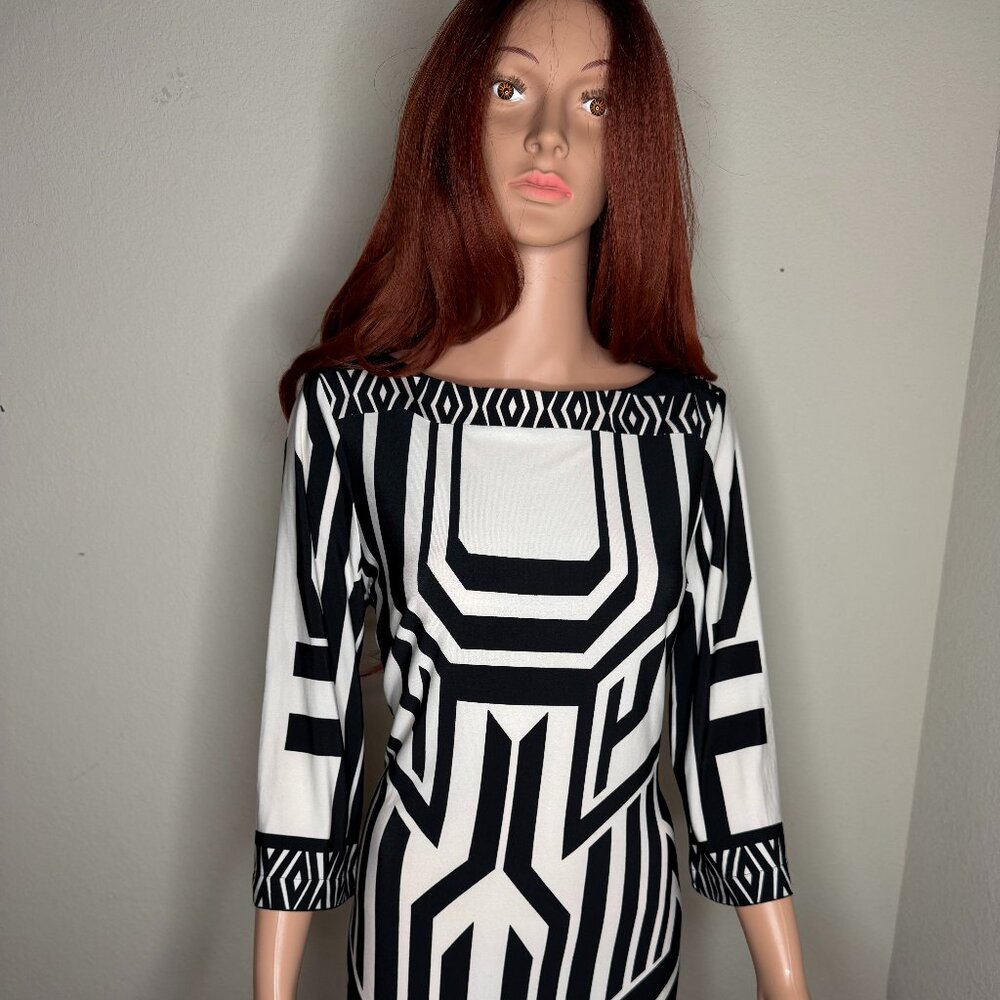 Geometric Black and White Dress